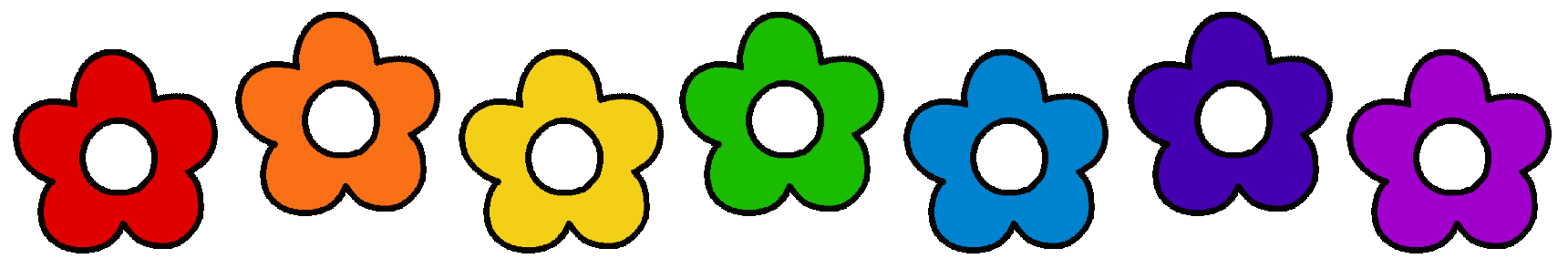A divider made of bouncing rainbow flowers.