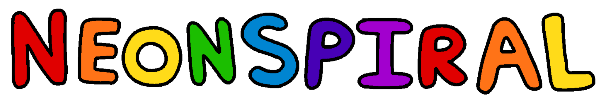 The title of the website, written in big rainbow letters.